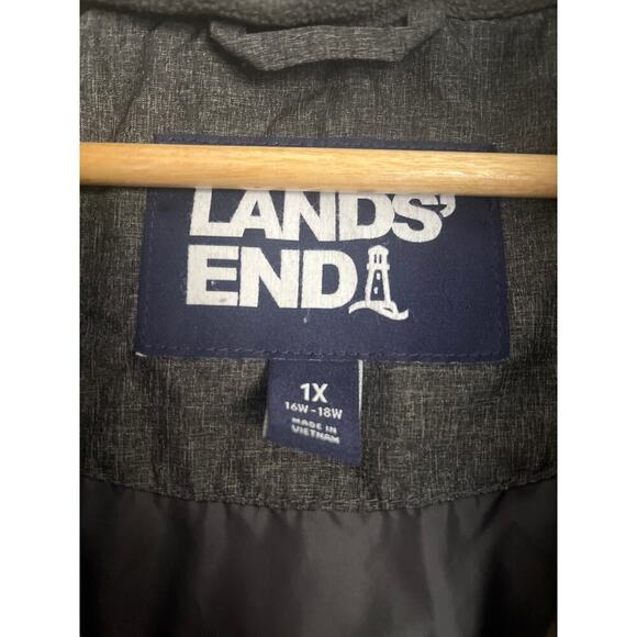 Lands End Puffer Coat Dark Gray Sz 1X - Picture 3 of 5
